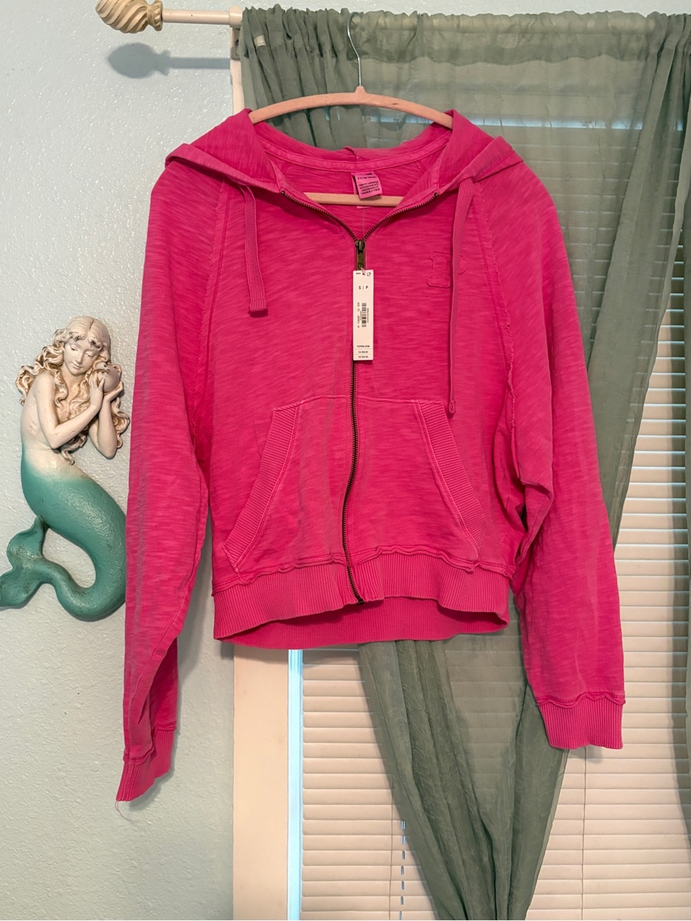PINK Victoria's Secret Hot Pink Full-Zip Hoodie Bomber Jacket
